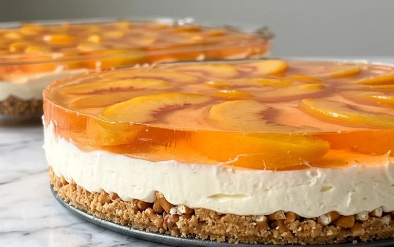 Peach Pretzel Salad Dessert
