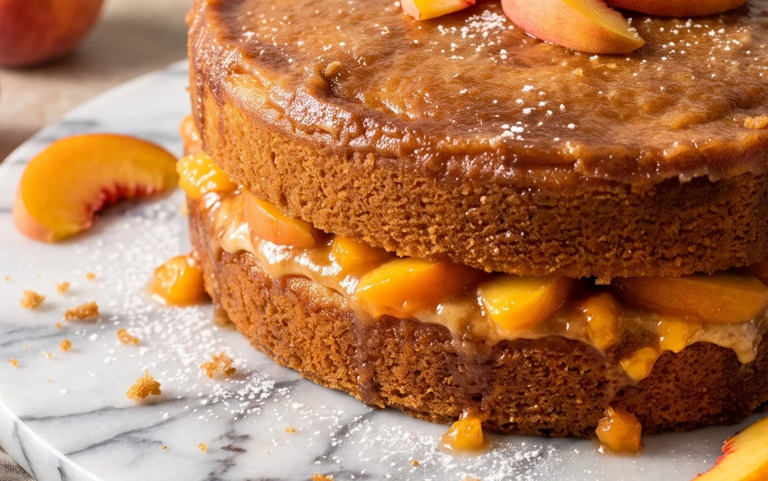 Brown Sugar Layer Cake with Peach Filling