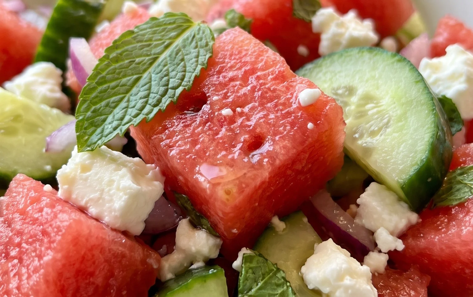 Watermelon Salad with Cucumber and Feta