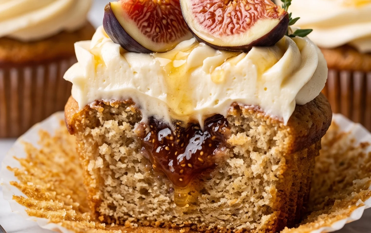 Fig Cupcakes with Honey Cream Cheese Frosting