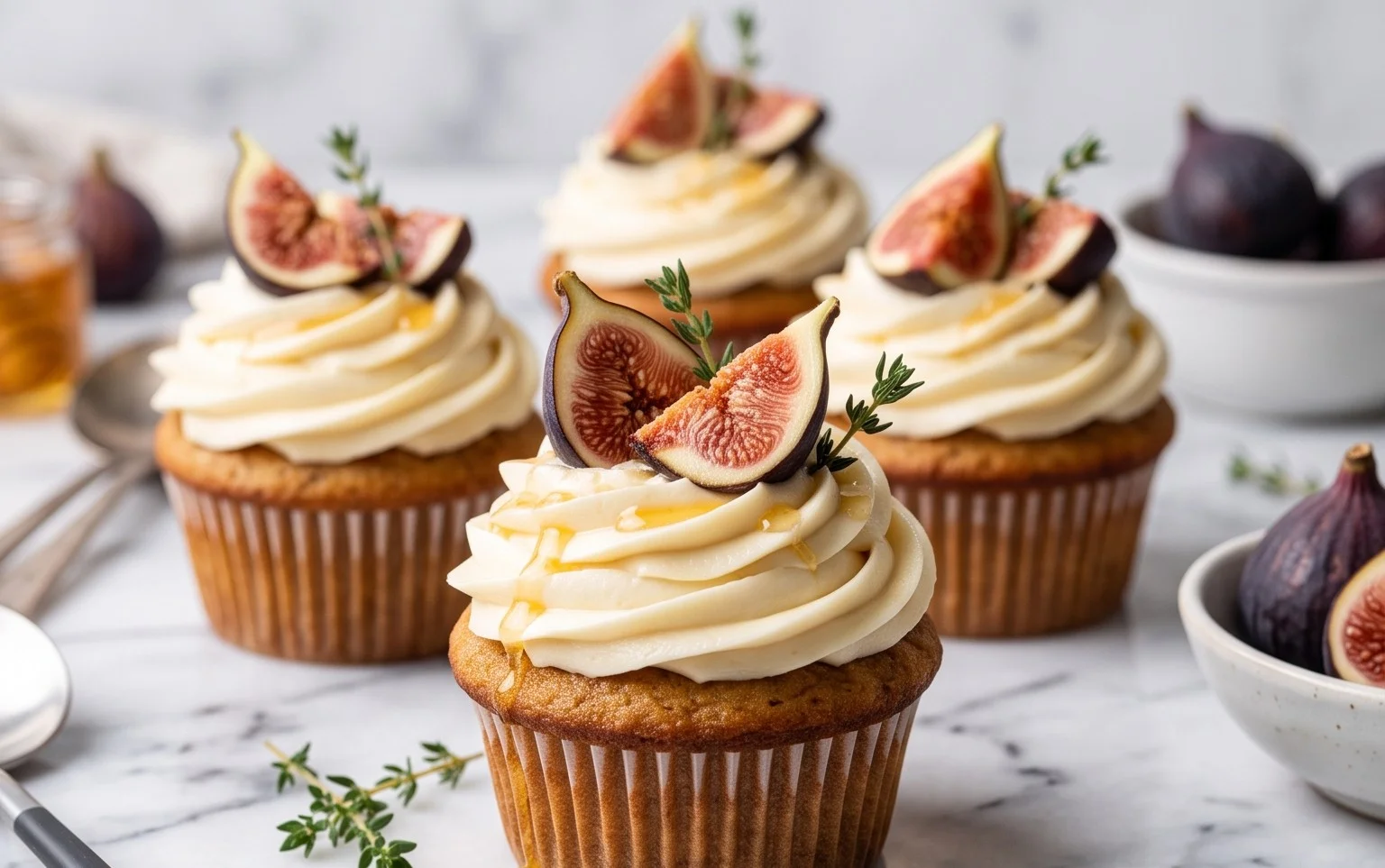 Fig Cupcakes with Honey Cream Cheese Frosting