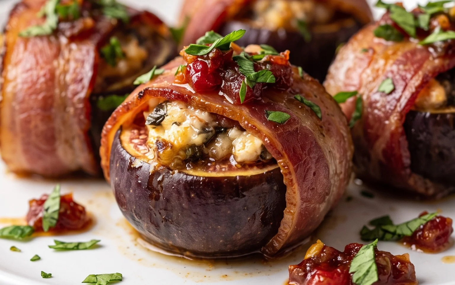 Beef Bacon Wrapped Stuffed Figs