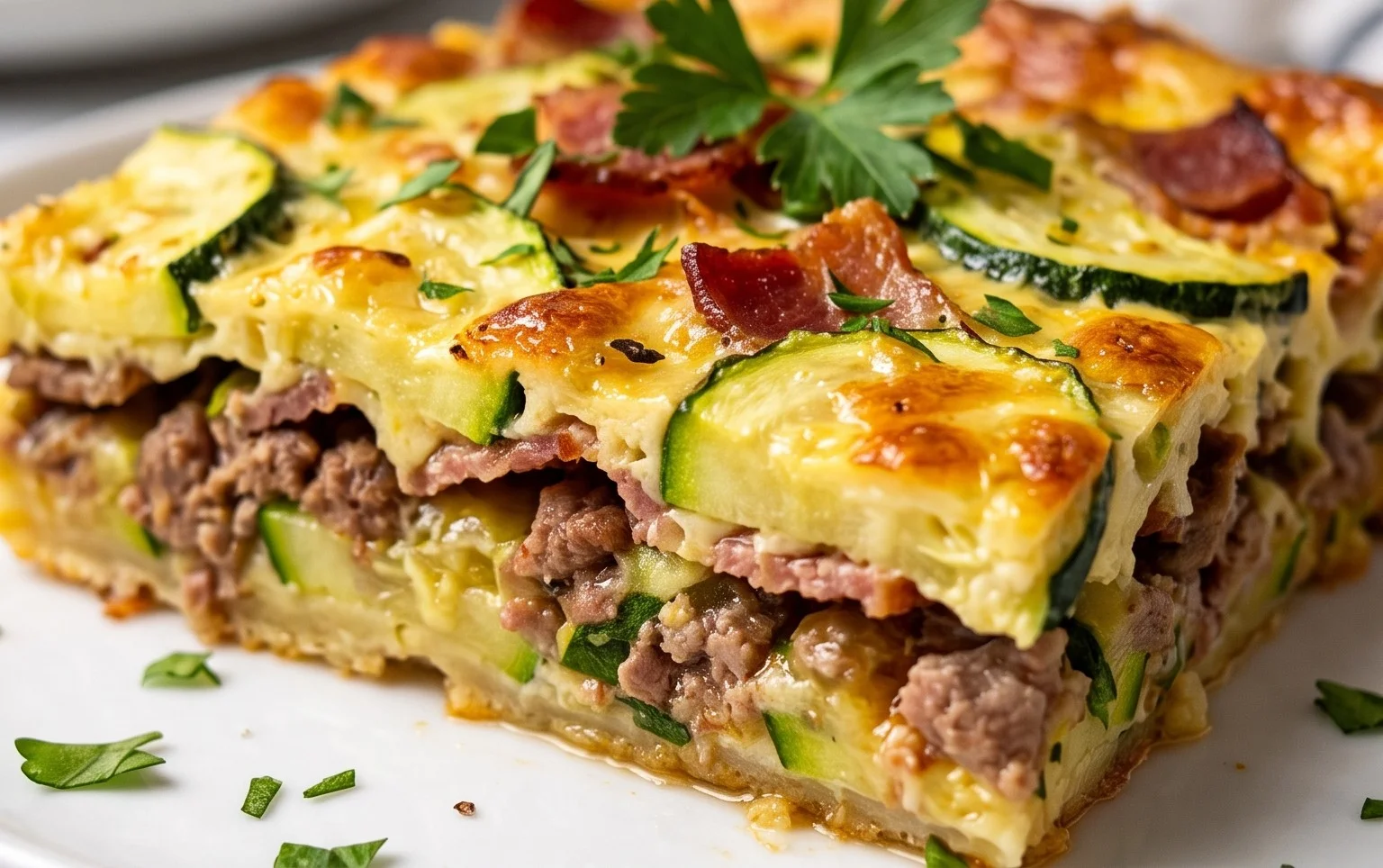 Zucchini and Beef Bacon Slice