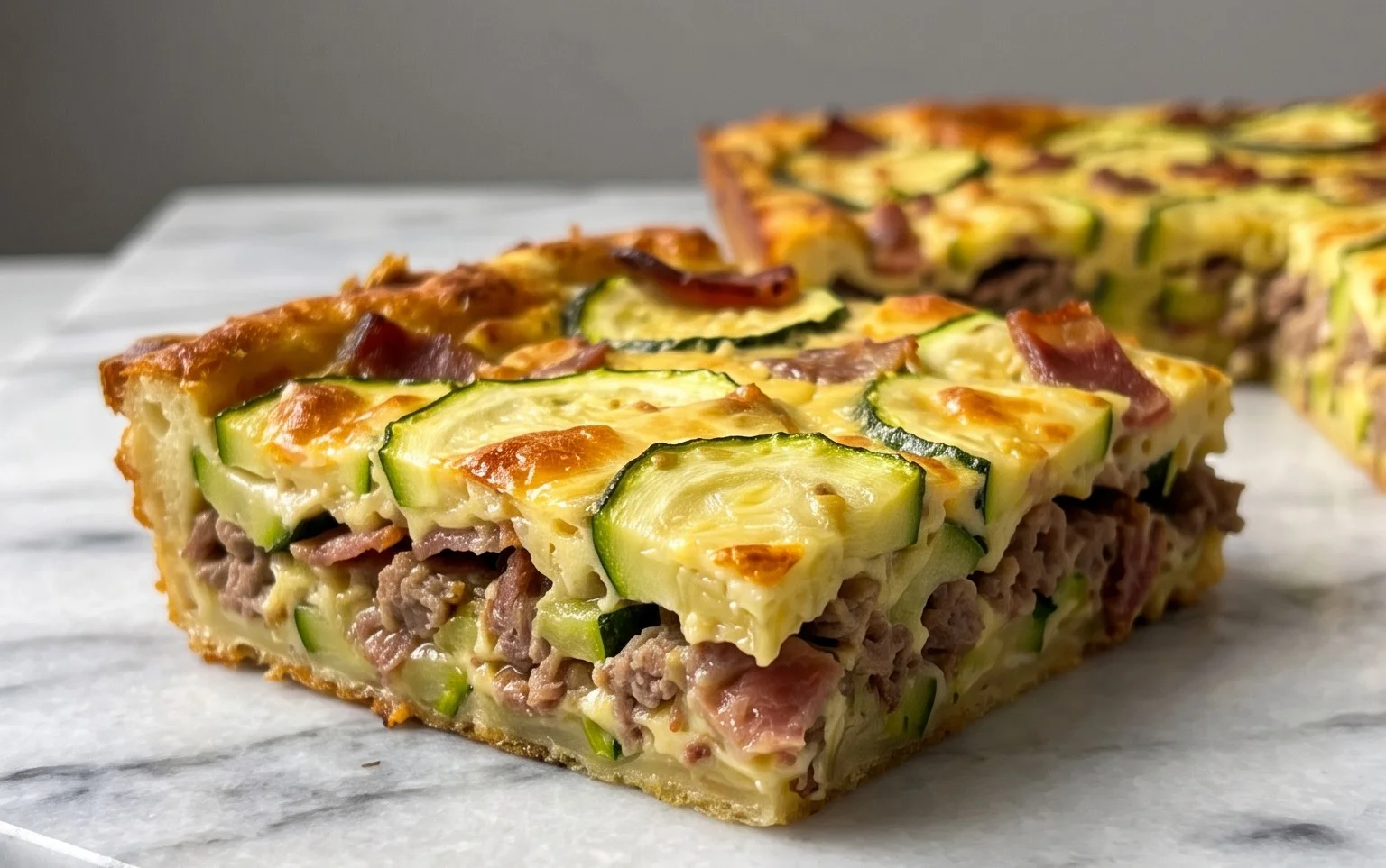 Zucchini and Beef Bacon Slice